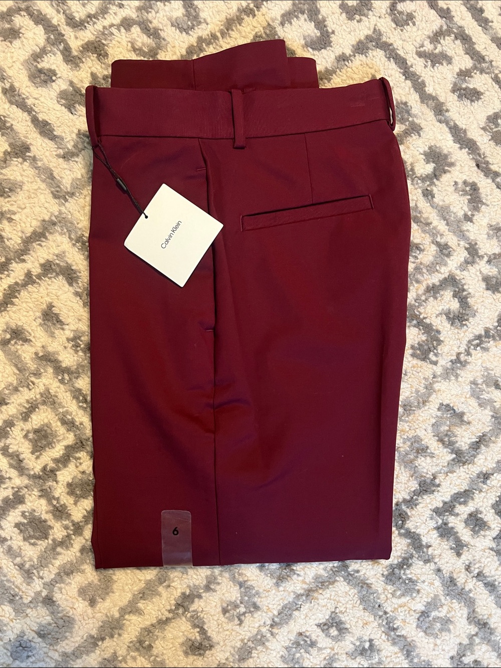 Calvin Klein Womens Deep Burgundy Dress Pants Ankle Straight